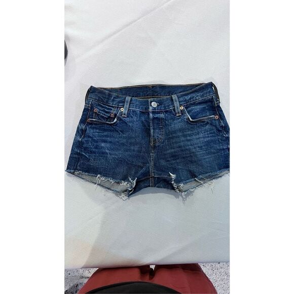 Levi's Women's Cutoff 501 Cotton Denim Jean Shorts Blue Dark Wash Size 24 - Picture 1 of 9